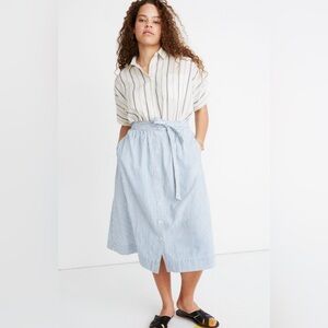 NWT Madewell Tie Button Front Midi Skirt